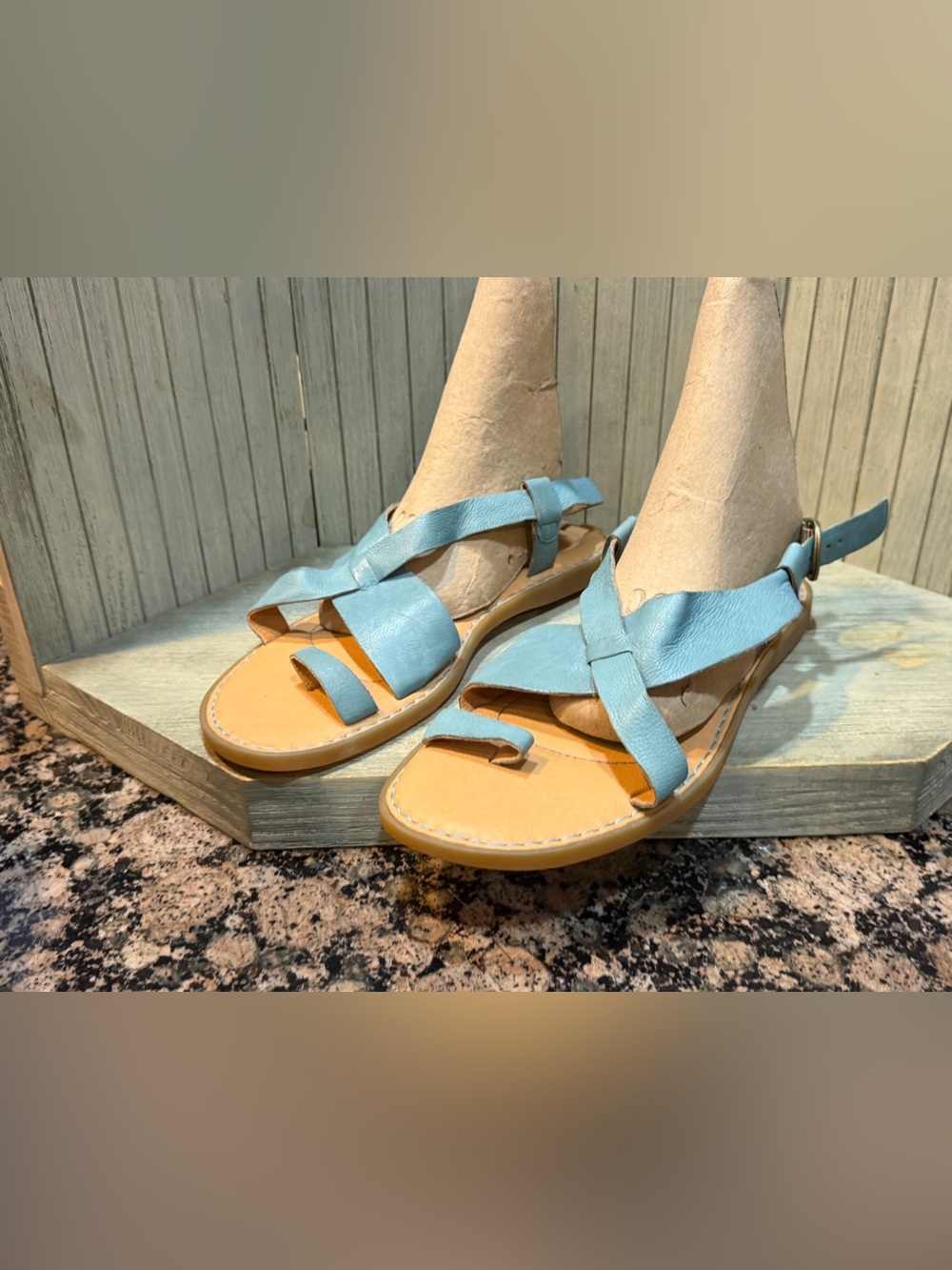 Born Light Blue Leather Strappy Sandals 9M